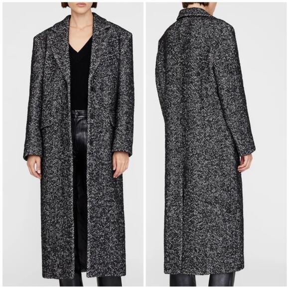 NEW Anine Bing Quinn Coat Black & White Tweed - Picture 1 of 10